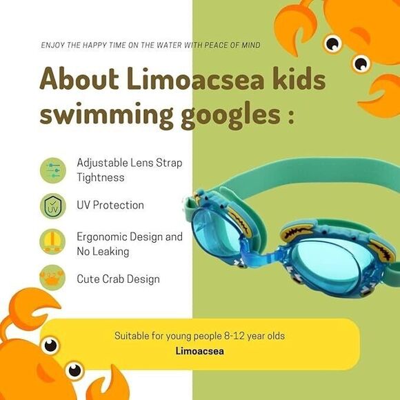 Kids Swimming Goggles, Anti-Fog, Leak-Proof, Comfortable Fit, Ages 3-6 UV - Picture 3 of 5